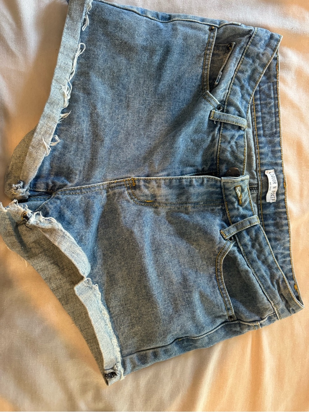 Classic High-Rise Blue Denim Jean Shorts